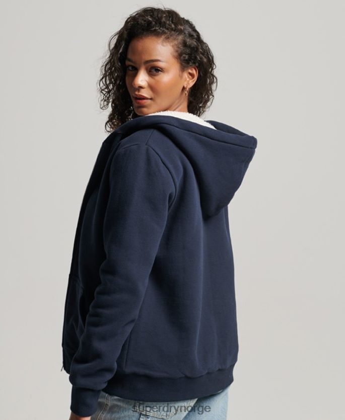 Superdry marinen klær 86P46D5755 essensiell borg-fôret hettegenser med glidelås kvinner