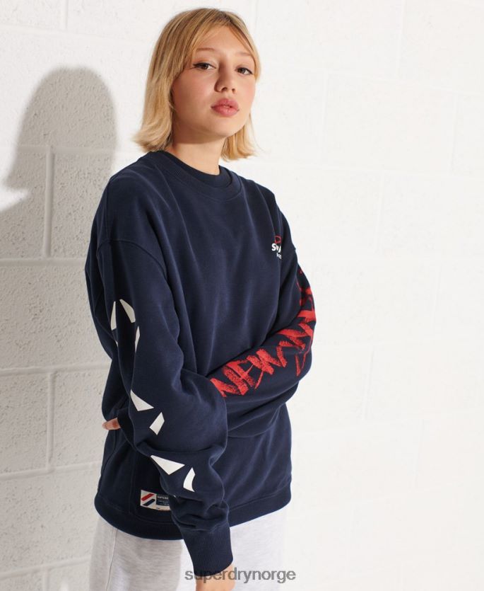 Superdry marinen klær 86P46D5832 strikeout oversized crew sweatshirt kvinner