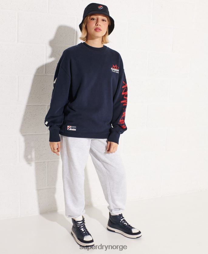 Superdry marinen klær 86P46D5832 strikeout oversized crew sweatshirt kvinner