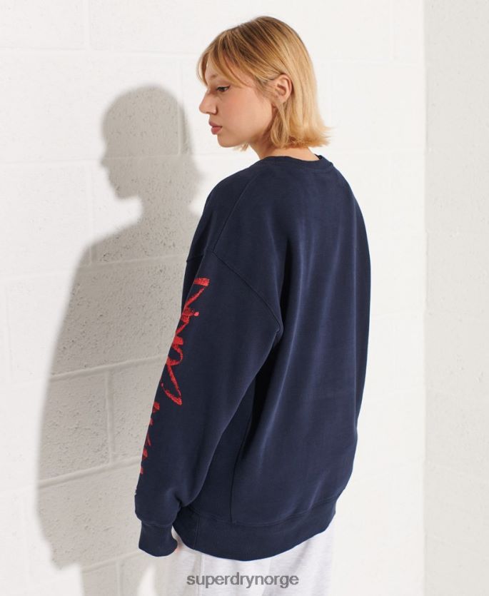 Superdry marinen klær 86P46D5832 strikeout oversized crew sweatshirt kvinner