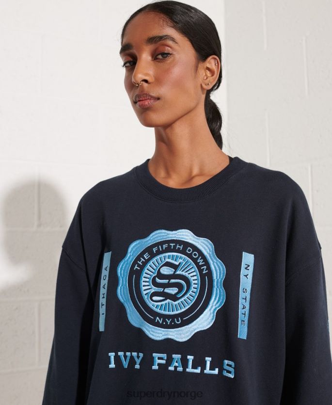 Superdry marinen klær 86P46D5837 college grafisk oversized crew sweatshirt kvinner