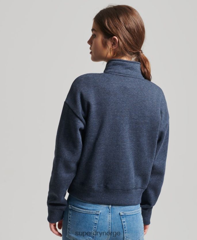 Superdry marinen klær 86P46D5845 Henley sweatshirt med vintage logo i økologisk bomull kvinner