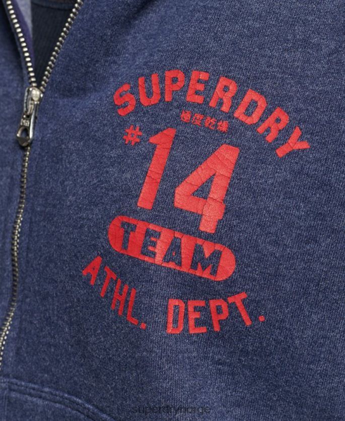 Superdry marinen klær 86P46D5869 vintage college hettegenser med glidelås kvinner