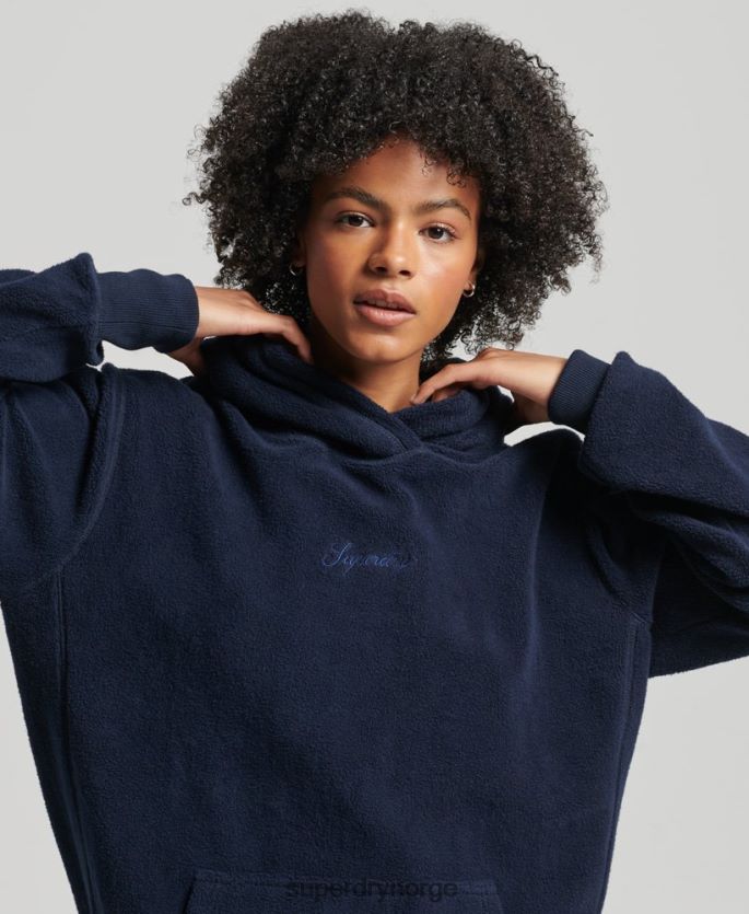 Superdry marinen klær 86P46D5920 oversized hettegenser i grafisk fleece kvinner