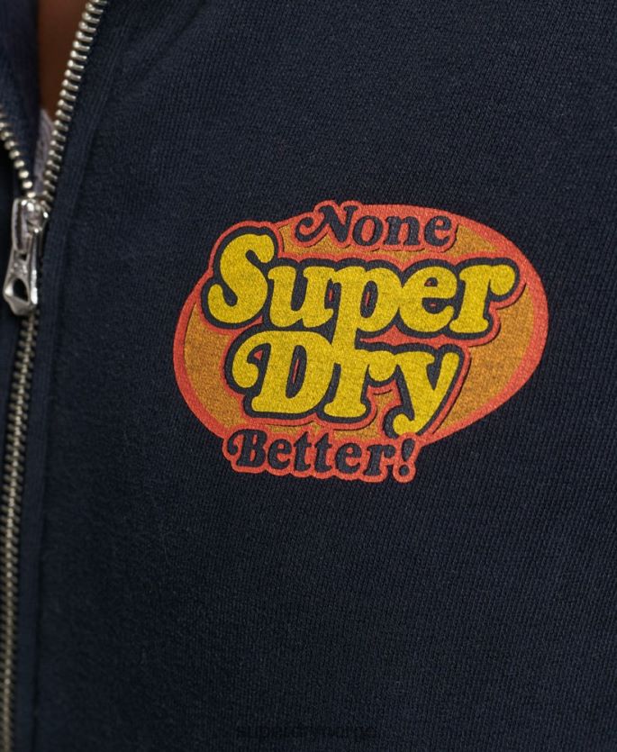 Superdry marinen klær 86P46D5936 vintage cooper hettegenser med nostalgisk glidelås kvinner