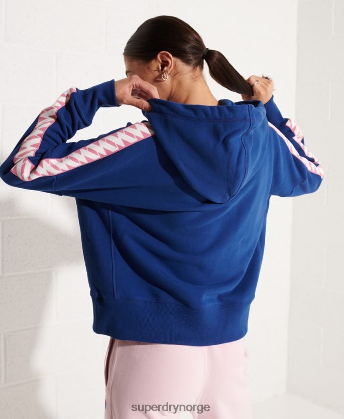 Superdry marinen klær 86P46D6000 kode logo tape crop hettegenser kvinner