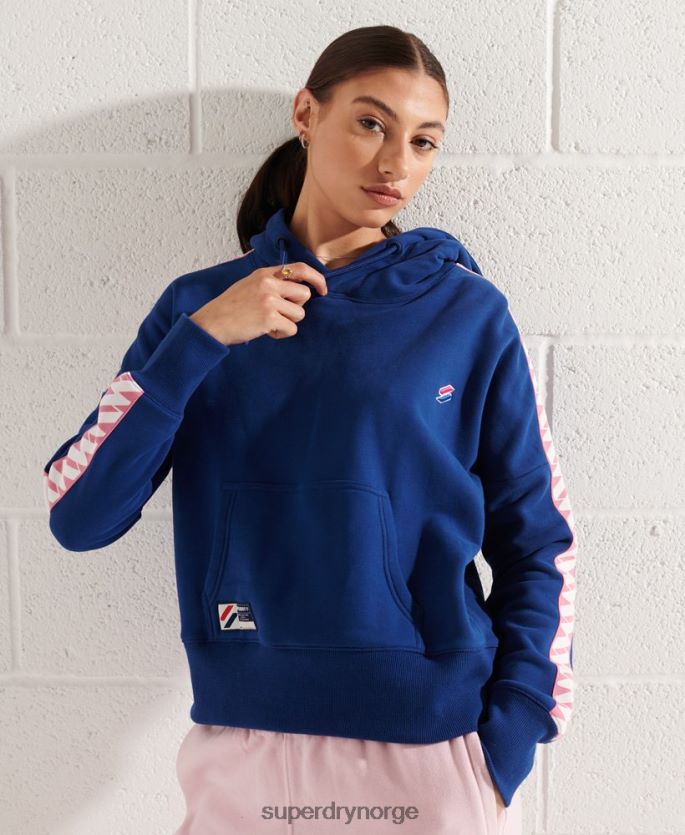 Superdry marinen klær 86P46D6000 kode logo tape crop hettegenser kvinner