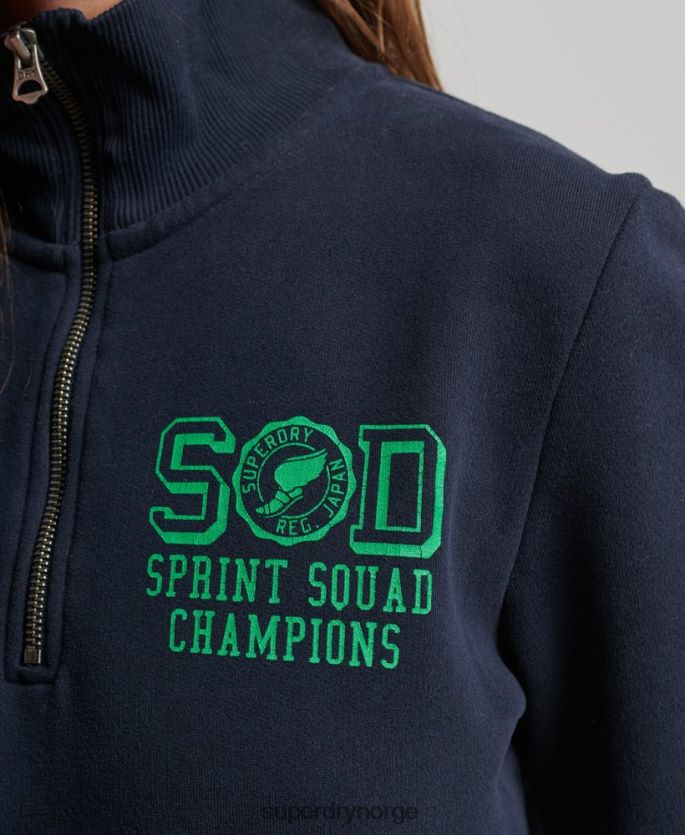 Superdry marinen klær 86P46D6035 overdimensjonert friidrett topp med halv glidelås kvinner