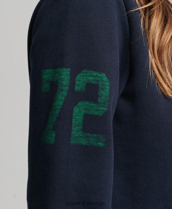 Superdry marinen klær 86P46D6035 overdimensjonert friidrett topp med halv glidelås kvinner