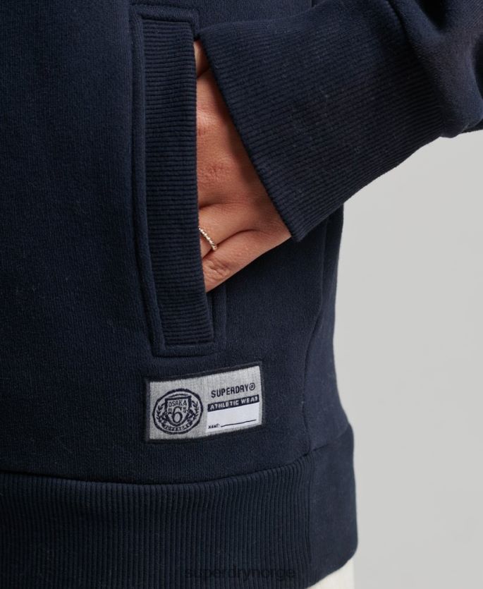 Superdry marinen klær 86P46D6035 overdimensjonert friidrett topp med halv glidelås kvinner