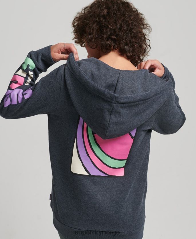 Superdry marinen klær 86P46D6058 90-talls hettegenser med glidelås i terreng kvinner