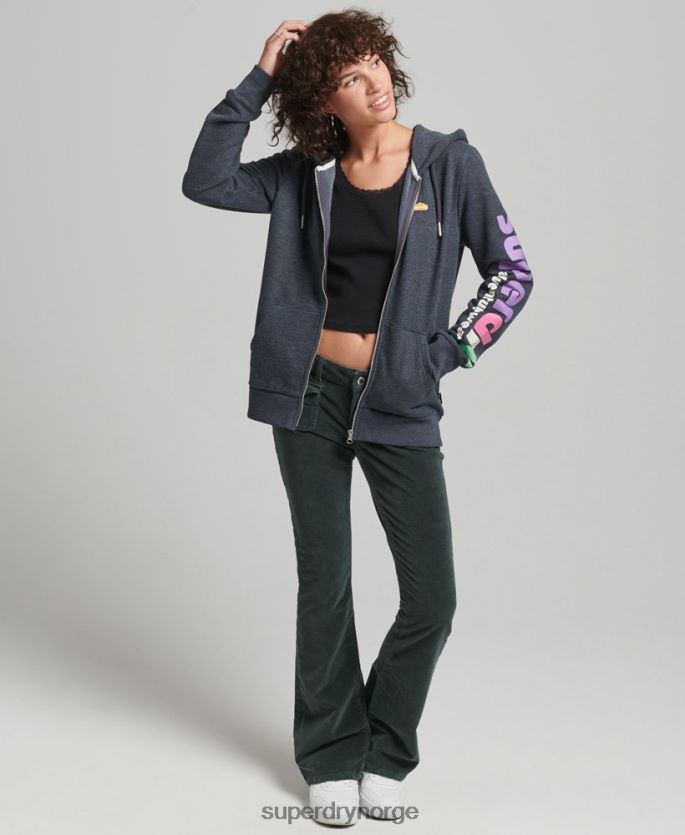 Superdry marinen klær 86P46D6058 90-talls hettegenser med glidelås i terreng kvinner