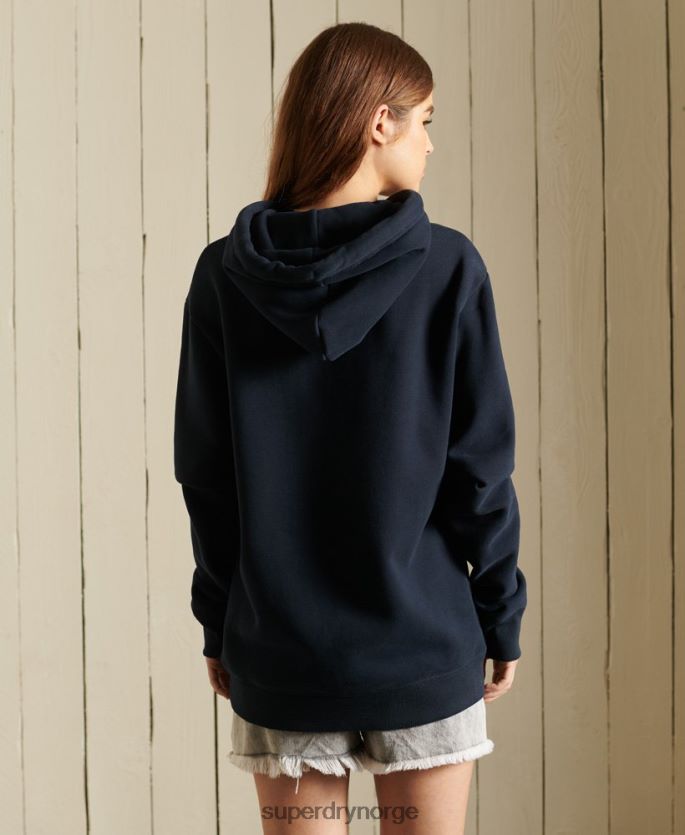 Superdry marinen klær 86P46D6060 hettegenser med brodert vintagelogo med løs passform kvinner
