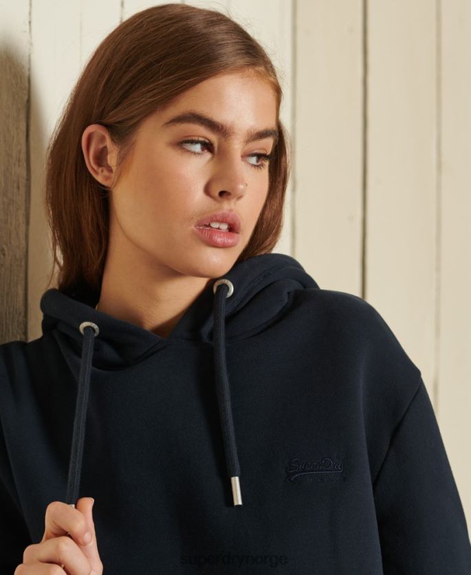 Superdry marinen klær 86P46D6060 hettegenser med brodert vintagelogo med løs passform kvinner