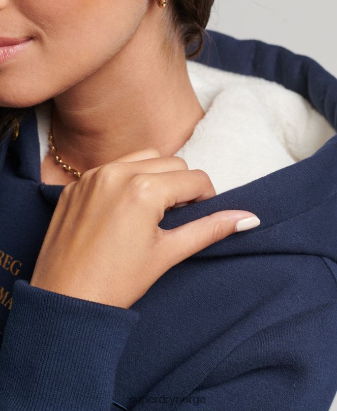 Superdry marinen klær 86P46D6094 luksuriøs hettegenser med brodert logo kvinner