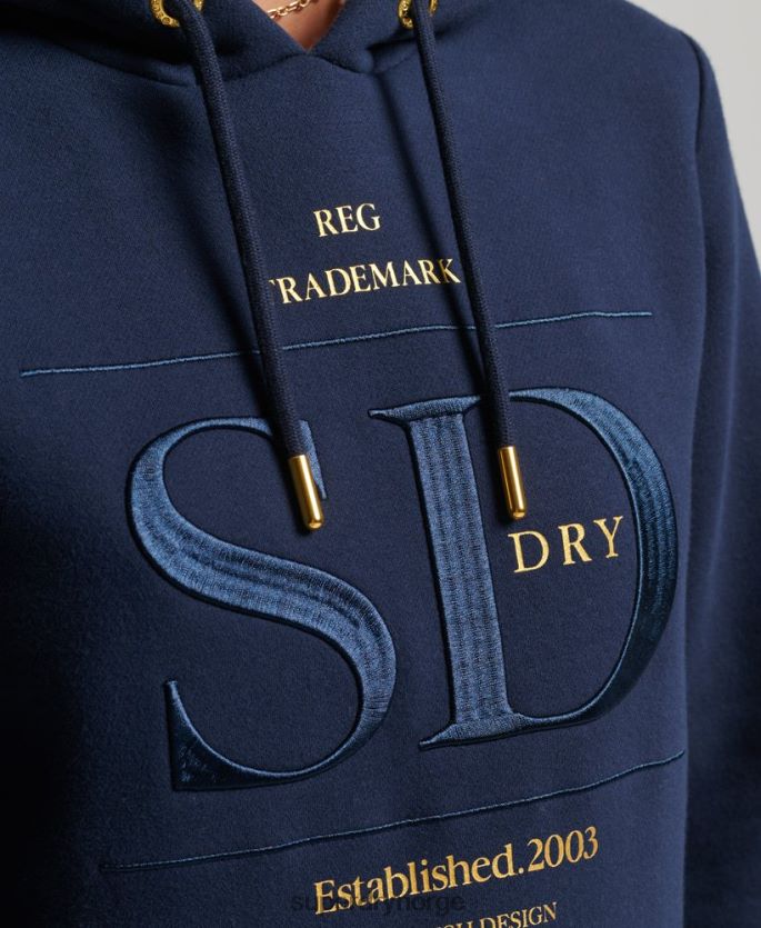Superdry marinen klær 86P46D6094 luksuriøs hettegenser med brodert logo kvinner