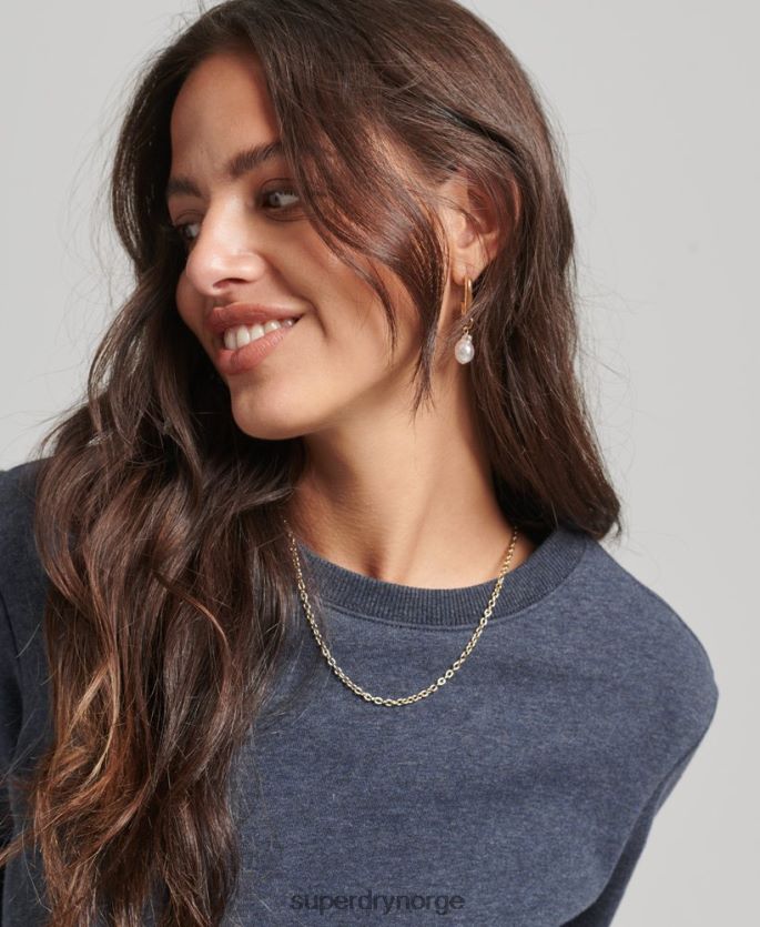 Superdry marinen klær 86P46D6114 genser med logobesetning i økologisk bomull kvinner