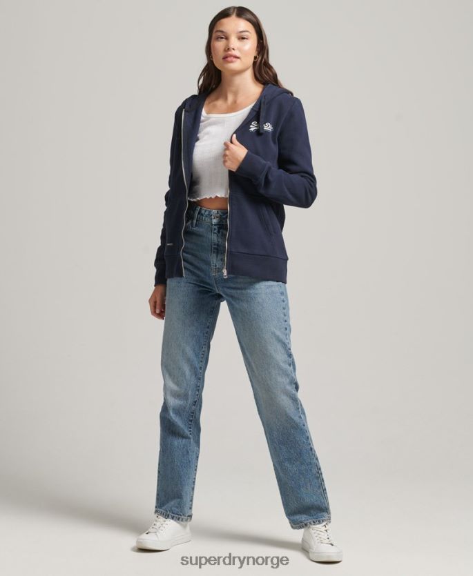 Superdry marinen klær 86P46D6155 vintage hettegenser med regnbue-logo med glidelås kvinner