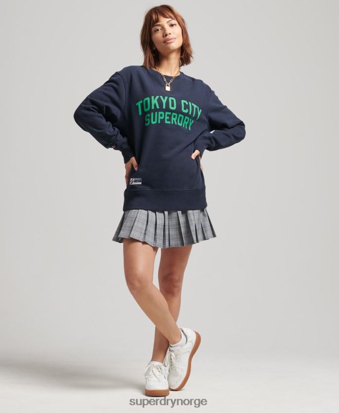 Superdry marinen klær 86P46D6161 college grafisk oversized crew sweatshirt kvinner