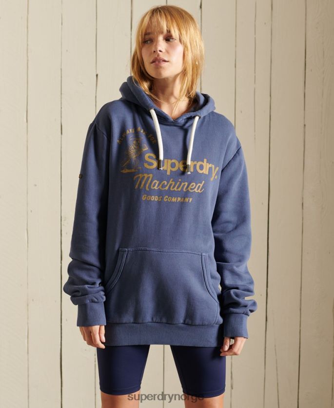 Superdry marinen klær 86P46D6164 oversized kjernelogo amerikansk klassisk hettegenser kvinner