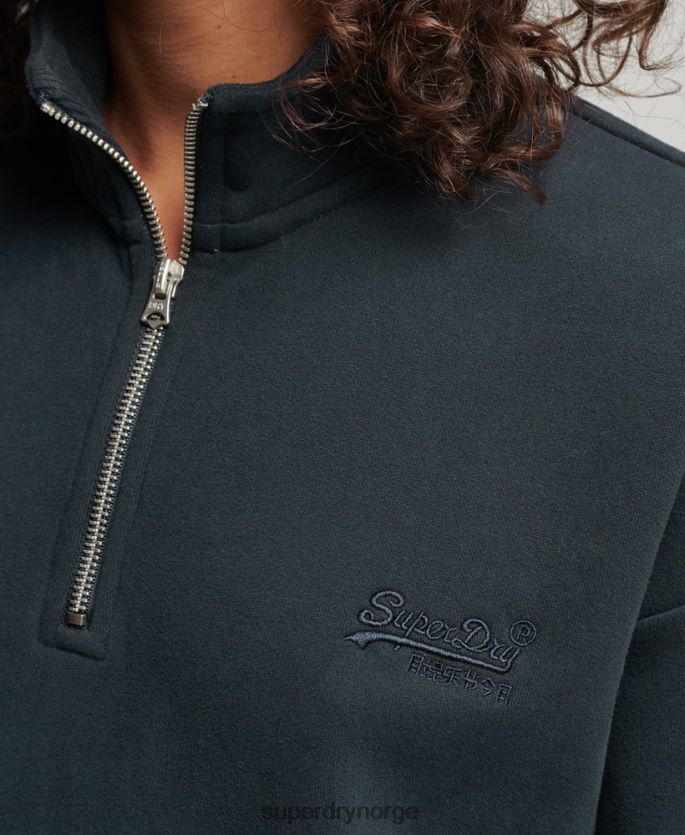 Superdry marinen klær 86P46D6649 Henley sweatshirt med vintage logo i økologisk bomull kvinner