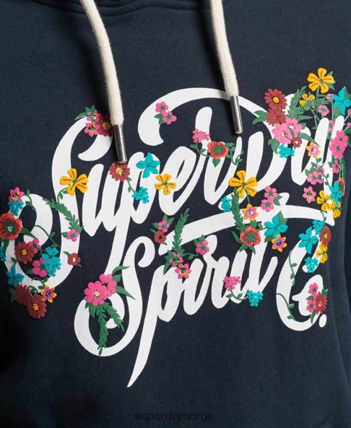 Superdry marinen klær 86P46D6773 hettegenser med blomster i manusstil kvinner