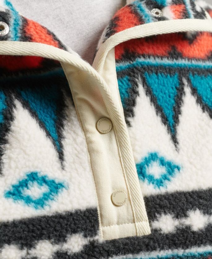 Superdry multi klær 86P46D5785 trykt halv glidelås fleece topp kvinner