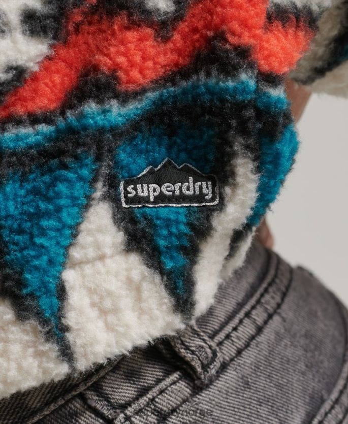 Superdry multi klær 86P46D5785 trykt halv glidelås fleece topp kvinner
