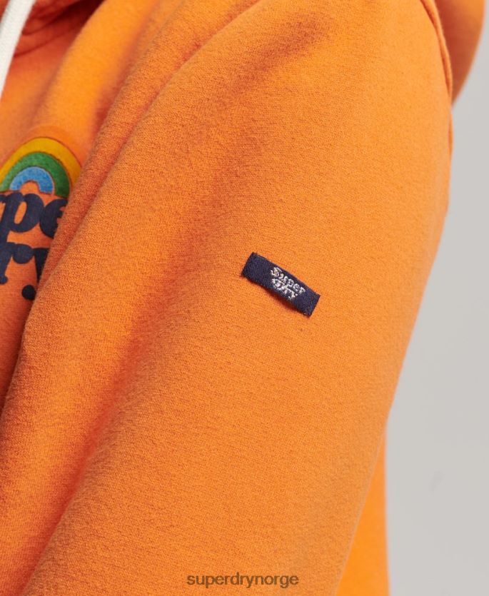 Superdry oransje klær 86P46D2288 vintage regnbue hettegenser med glidelås kvinner