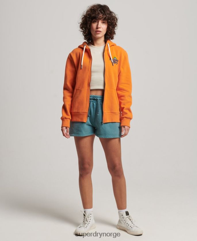 Superdry oransje klær 86P46D2288 vintage regnbue hettegenser med glidelås kvinner