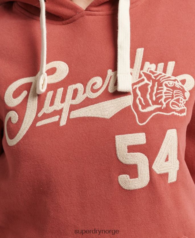 Superdry oransje klær 86P46D3398 college-hettegenser i manusstil kvinner