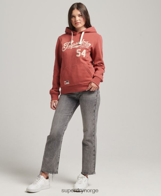 Superdry oransje klær 86P46D3398 college-hettegenser i manusstil kvinner