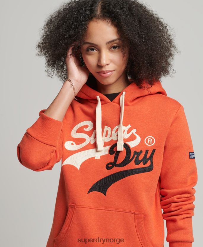 Superdry oransje klær 86P46D3502 vintage logo interesse hettegenser kvinner