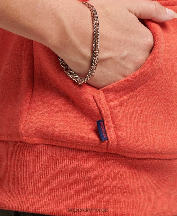 Superdry oransje klær 86P46D5744 hettegenser med logo og glidelås i økologisk bomull kvinner