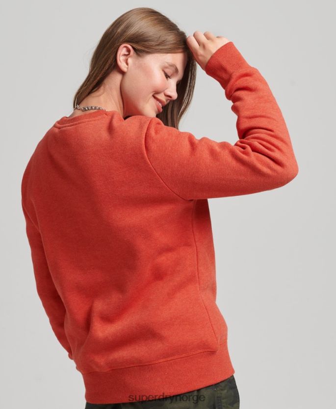 Superdry oransje klær 86P46D5799 genser med logobesetning i økologisk bomull kvinner