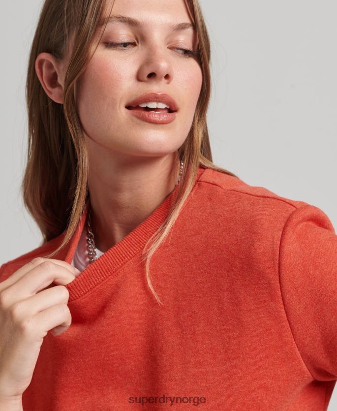 Superdry oransje klær 86P46D5799 genser med logobesetning i økologisk bomull kvinner