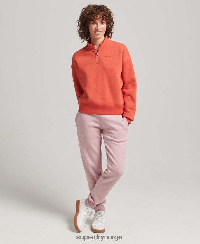 Superdry oransje klær 86P46D5891 Henley sweatshirt med vintage logo i økologisk bomull kvinner