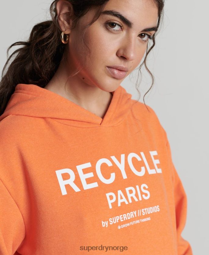 Superdry oransje klær 86P46D5905 resirkulert city-hettegenser kvinner