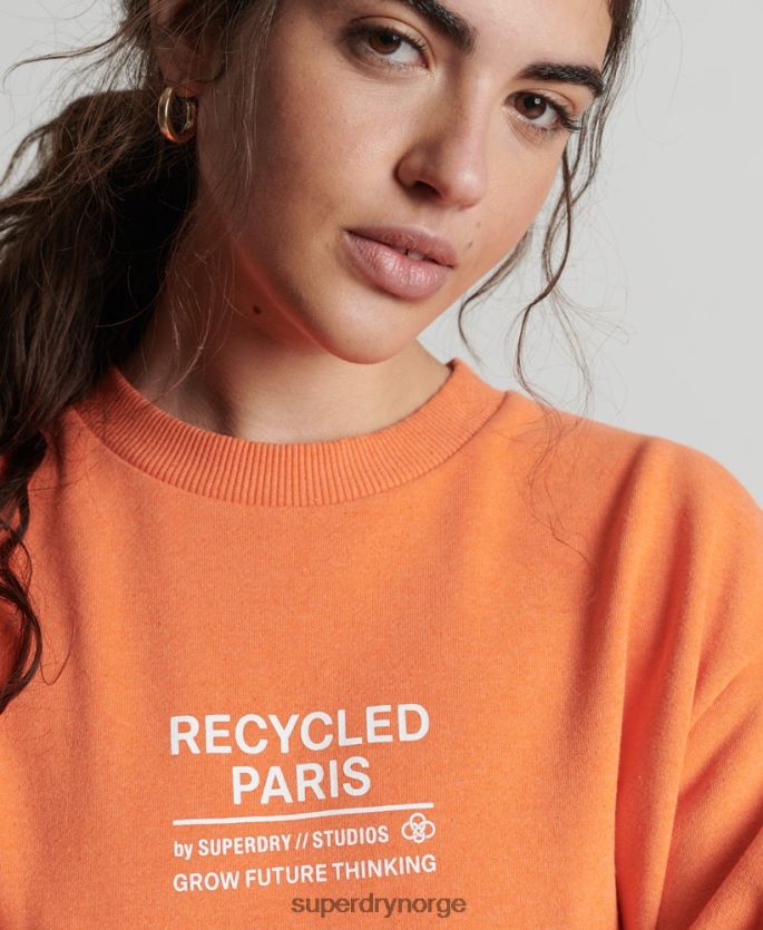 Superdry oransje klær 86P46D5971 resirkulert genser fra byens mannskap kvinner