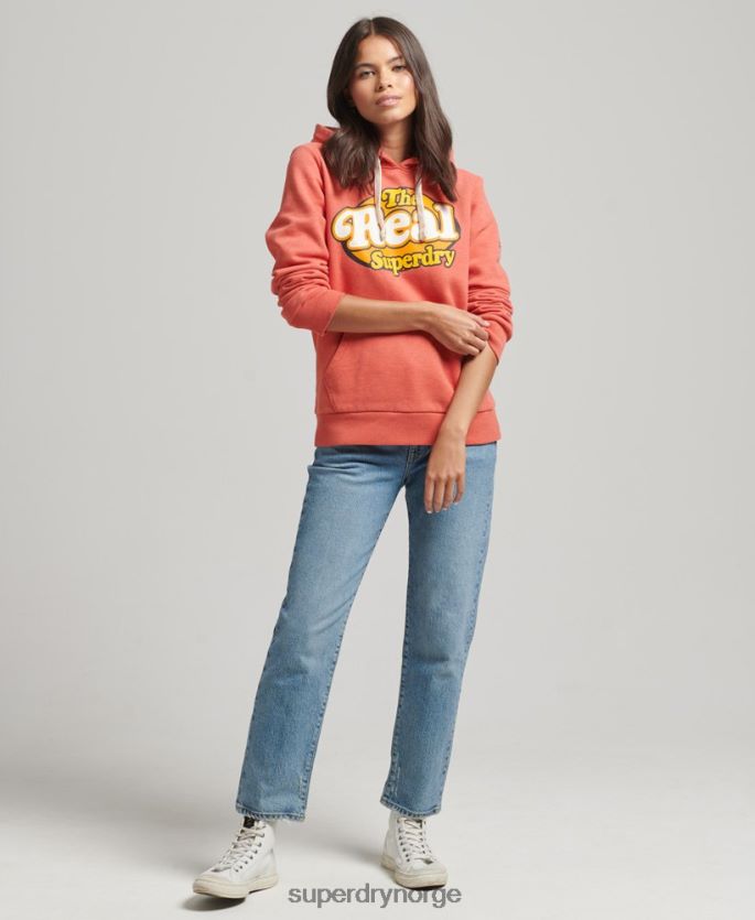 Superdry oransje klær 86P46D6116 vintage cooper nostalgi hettegenser kvinner