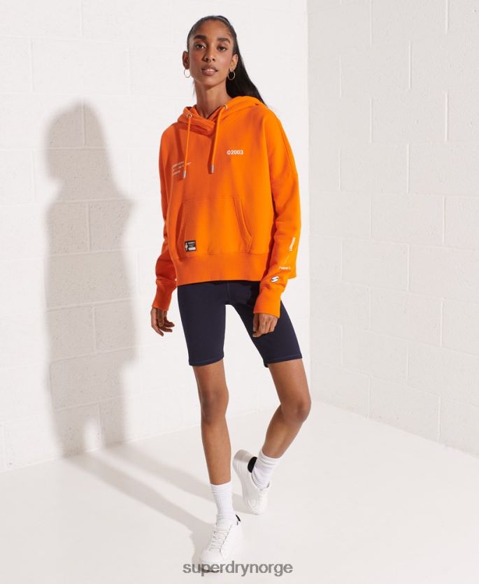 Superdry oransje klær 86P46D6145 cooperate logo crop hettegenser kvinner