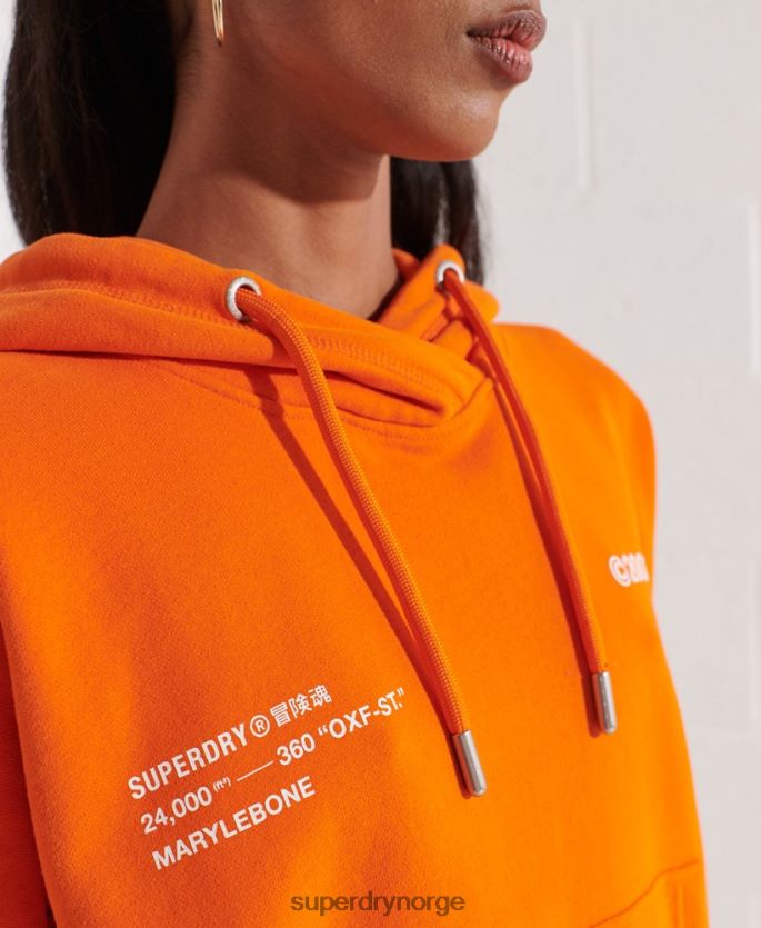 Superdry oransje klær 86P46D6145 cooperate logo crop hettegenser kvinner