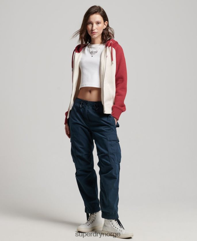 Superdry rød klær 86P46D3296 vintage logo brodert baseball hettegenser med glidelås kvinner