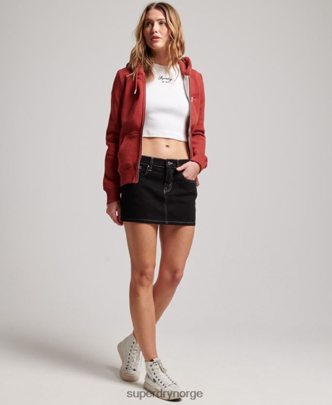 Superdry rød klær 86P46D3315 vintage logo brodert hettegenser med glidelås kvinner