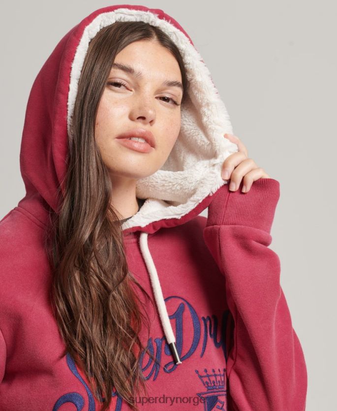 Superdry rød klær 86P46D3399 pride & craft hettegenser kvinner