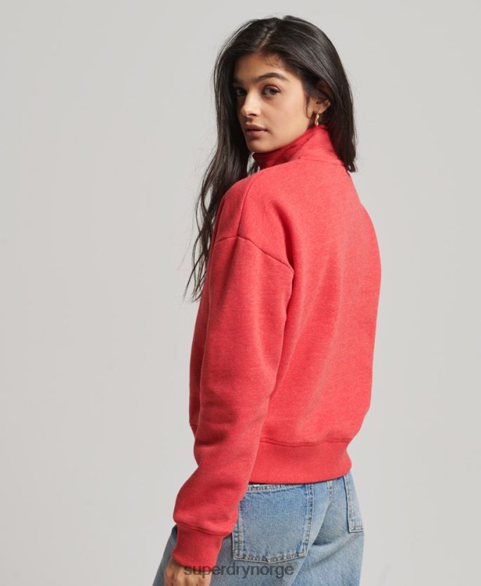Superdry rød klær 86P46D3427 Henley sweatshirt med vintage logo i økologisk bomull kvinner