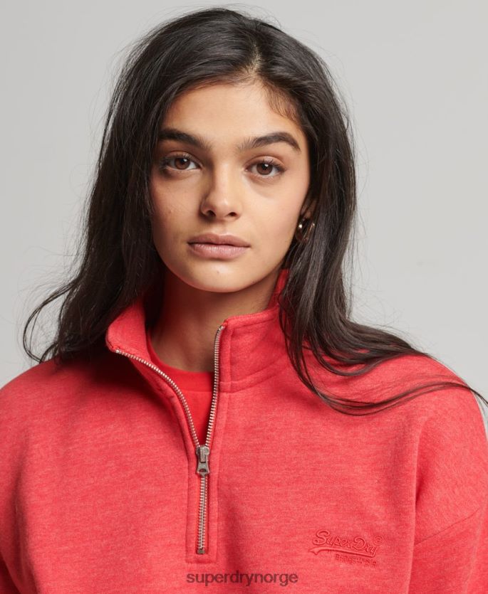Superdry rød klær 86P46D3427 Henley sweatshirt med vintage logo i økologisk bomull kvinner