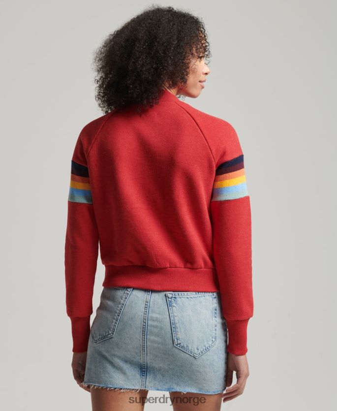 Superdry rød klær 86P46D3468 vintage cali stripe cropped crew sweatshirt kvinner
