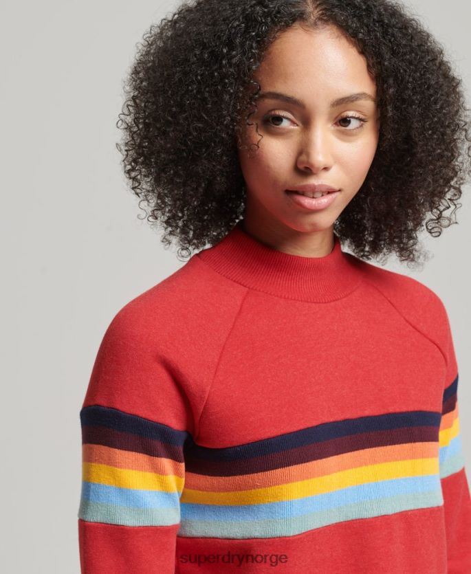 Superdry rød klær 86P46D3468 vintage cali stripe cropped crew sweatshirt kvinner