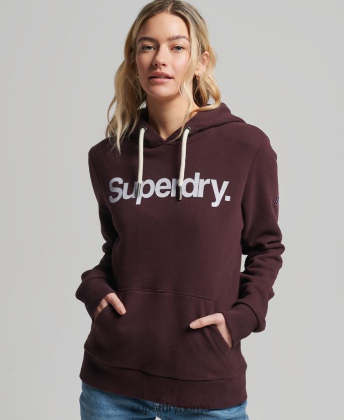 Superdry rød klær 86P46D3474 hettegenser med kjernelogo kvinner